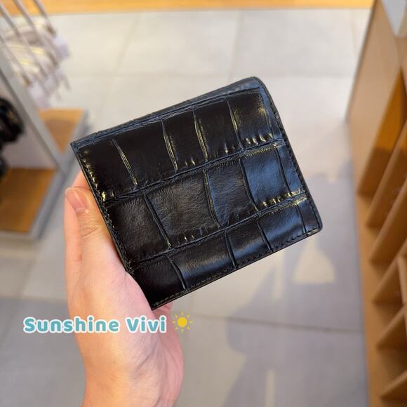 NWT Coach Snap Wallet In Crocodile-embossed leather C6092 Gold/Black - Picture 3 of 7